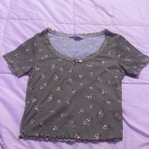 Coquette Green floral top